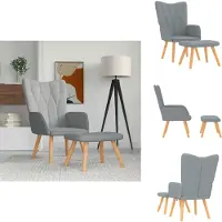 vidaXL Fauteuil de relaxation avec pouf Tissu gris clair - Fauteuil