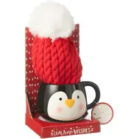 J-Line Tasse+bonnet pingouin boite cadeau ceramique mix