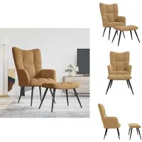 vidaXL Fauteuil relax avec pouf Marron Velours - Fauteuil