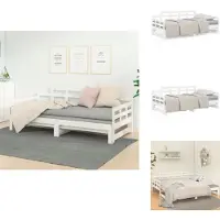 vidaXL Lit de jour Extensible Blanc Pin massif 2x(80x200) cm - Lits et Sommiers