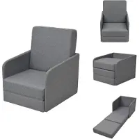 vidaXL Fauteuil-lit extensible Tissu gris clair - Fauteuil