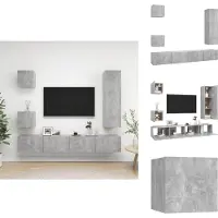 vidaXL Ensemble de 5 meubles TV en bois gris béton - Meubles TV