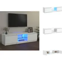 vidaXL Armoire TV avec lampes LED Blanc 140x40x35,5 cm - Meuble TV