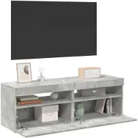 The Living Store Armoires TV Lampes LED 2 pcs. Gris béton 60x35x40 cm