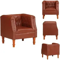 vidaXL Fauteuil Marron Cuir véritable - Fauteuil
