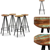 vidaXL Tabouret de bar 4 pcs. en bois ancien massif - Tabouret de bar