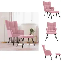 vidaXL Fauteuil relax avec pouf rose velours - fauteuil