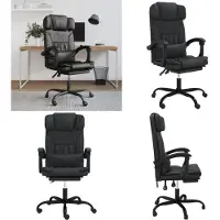 vidaXL Chaise de bureau avec fonction de couchage noir similicuir - Chaise de bureau avec fonction de couchage - Chaise de bureau avec fonction de relaxation - Chaise de bureau
