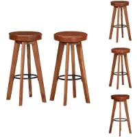 vidaXL Tabouret de bar 2 pcs. Cuir véritable et acacia massif - Tabouret de bar