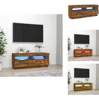 vidaXL Armoire TV avec lampes LED Chêne fumé 100x35x40 cm - Meuble TV