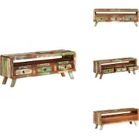 vidaXL Armoire TV Multicolore 110x30x40 cm Vieux bois massif - Meuble TV