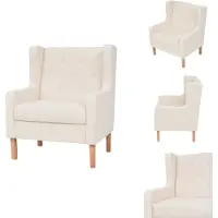 vidaXL Fauteuil blanc crème Tissu - Fauteuil