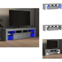 vidaXL Armoire TV avec lampes LED Gris Sonoma 140x36,5x40 cm - Meuble TV