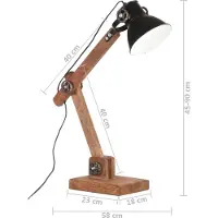 vidaXL Lampe de bureau style industriel noir ronde 58x18x90 cm E27