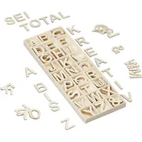 Relaxdays 10028684 Lettres en Bois, Lot de 162 pièces, majuscules, Alphabet, 3 cm, bricoler, déco, DIY, Wooden Letters, Nature, 156