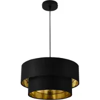 Lux.pro Lampe à suspendre Lopar E27 Plafonnier Lampe à suspendre 40 cm Métal Tissu Noir-Or