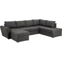 Ebuy24 Stefan Canapé-lit avec chaise longue côté gauche, gris.