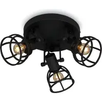 Briloner Plafonnier Spot LEUCHTEN KORBO BLACK, 25 W, IP20, noir, métal, excl. 3x E14, Ø 23 cm