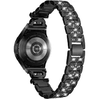 Cover-Discount Bracelet en acier inoxydable avec strass 20mm noir (20 mm, Acier inoxydable), Sangles de montre, Noir