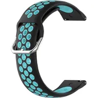 Cover-Discount 20mm Silicone Bracelet Sport troué noir-bleu (20 mm, Silicone), Sangles de montre, Noir