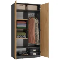 Top E Shop Penderie à deux portes 90 cm TAUNO – chêne artisan / anthracite