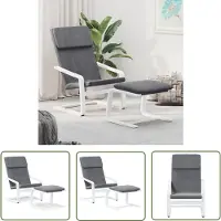 The Living Store Fauteuil relax avec pouf Tissu gris foncé
