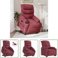 The Living Store Fauteuil relax releveur électrique vin rouge Tissu