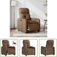The Living Store Fauteuil de massage électrique Marron Tissu