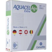 ConvaTec Ag+ Extra Pansement Hydrofiber 10 x 10 cm 10 pc(s) Bande(S) De Gaze
