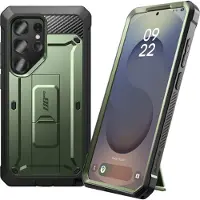 Supcase Coque Intégrale pour Samsung S25 Ultra Antichoc Béquille Support Vert foncé