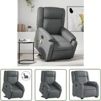 The Living Store Fauteuil relax releveur électrique Gris Similicuir
