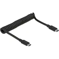 DeLOCK Câble en spirale USB 3.1 Gen 2, connecteur Type-C mâle vers Type-C mâle, compatible PD 3 A, avec puce E-Marker