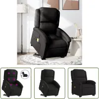The Living Store Fauteuil de massage électrique avec releveur Noir Tissu