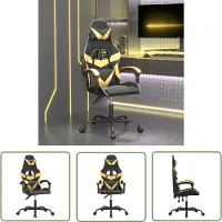 The Living Store Chaise de jeu pivotante en similicuir noir et or