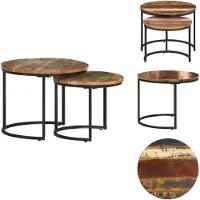 vidaXL Tables de salon 2 pcs. Vieux bois massif - Tables basses
