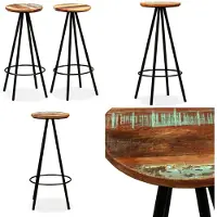 vidaXL Tabouret de bar 2 pcs. Vieux bois massif - Chaise de bar - Chaises de bar - Tabouret de bar - Chaise de cuisine
