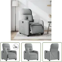 The Living Store Fauteuil Relax Electrique Gris Clair Tissu