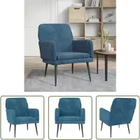 The Living Store fauteuil bleu 62x79x79 cm velours