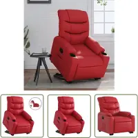The Living Store Fauteuil relax releveur électrique rouge similicuir