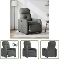 The Living Store Fauteuil Relax Electrique Gris Foncé Tissu