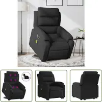 The Living Store Fauteuil de massage électrique avec releveur Noir Tissu