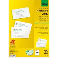 Sigel Lp802 - Blanc Brillant - 85 X 55 Mm - 250 G/M² - 800 Carte(S) (80 Feuille(S) X 10 Cartes De Visite