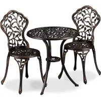 Relaxdays Ensemble de mobilier de balcon , 3 pièces, table de balcon avec 2 chaises,Reproductioné, aluminium, table de bistrot H x P : 65 x 60 cm, bronze