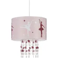 Relaxdays Lampe suspendue pour filles, lampe pour enfants avec motif de ballerine, suspension avec mobile en forme d'étoiles pour chambre d'enfant, rose