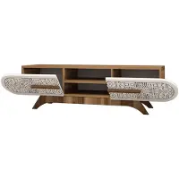 Skye Decor , Defne - Walnut White, meuble TV, noyer, 100 % PANNEAUX DE PARTICULES MÉLAMINÉS, 145 x 37 x 37 cm