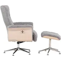 Ebuy24 Hagön fauteuil avec repose-pieds. Dossier réglable gris clair.