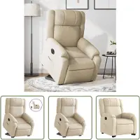 The Living Store Fauteuil relax avec releveur électrique Crème Tissu