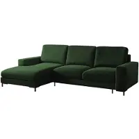 Selsey Canapé-lit MOKPEO - Canapé d'angle avec revêtement en velours vert bouteille - ottomane à gauche - fonction sommeil - coffre de rangement, largeur 244 cm