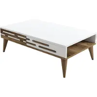 Skye Decor , Valensiya - White, table basse, blanche, 100 % PANNEAUX DE PARTICULES MÉLAMINÉS, 105 x 34,6 x 60 cm