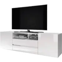 Selsey TV-Lowboard BROS - Table TV en blanc mat / blanc brillant avec éclairage LED, largeur 137 cm